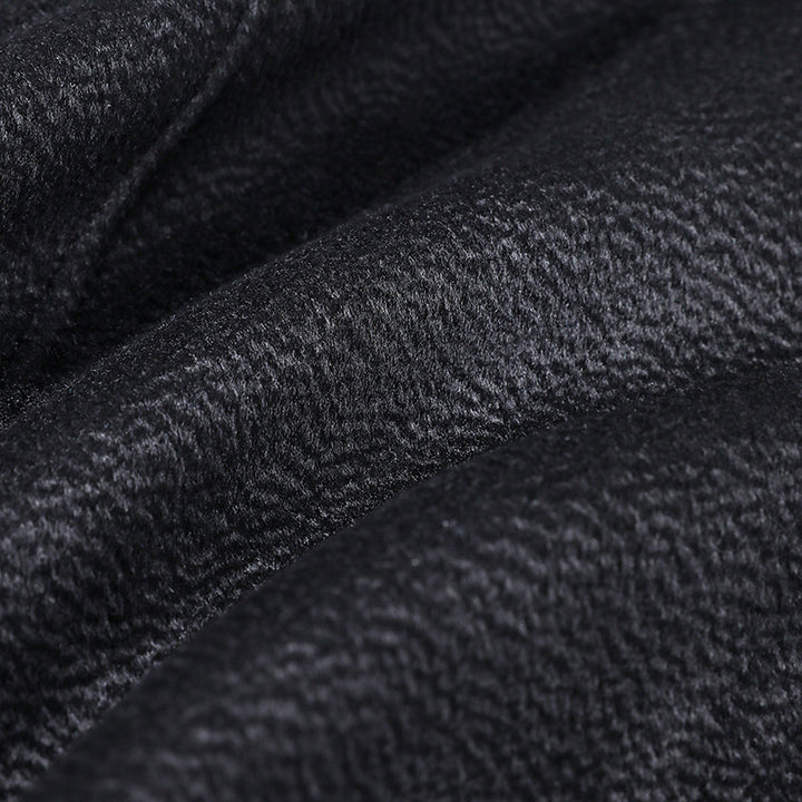 Men's Single-Breasted Wool Blend Coat with Notched Lapel, Button Placket and Sleeve Strap Mune Fashion