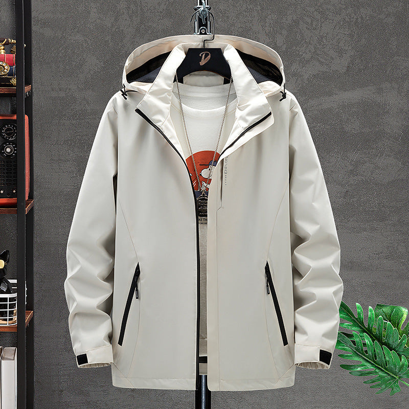 Men's Lightweight Softshell Outdoor Jacket with Hood, Wind and Water Repellent Surface Mune Fashion