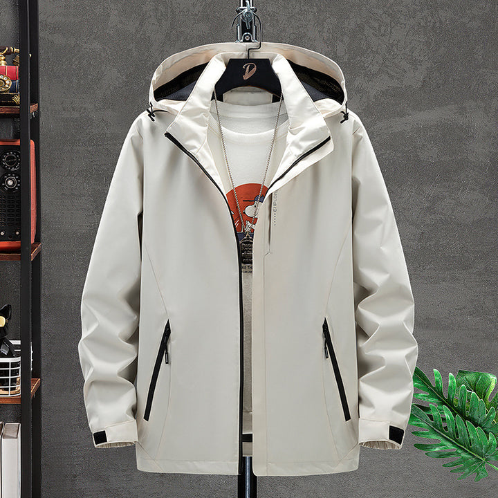 Men's Lightweight Softshell Outdoor Jacket with Hood, Wind and Water Repellent Surface Mune Fashion