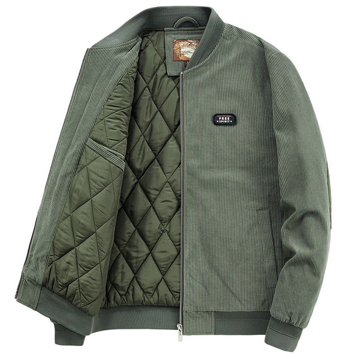 Men's corduroy blouson with quilted thermal lining and ribbed cuffs Mune Fashion