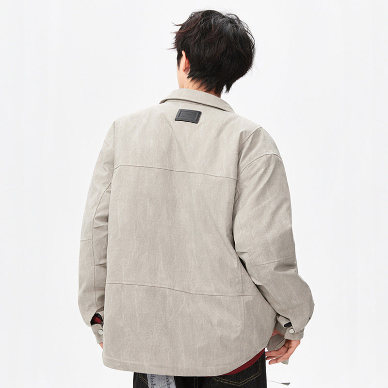 Herren gesteppte, gefütterte Canvas-Utility-Jacke mit Druckknöpfen Mune Fashion
