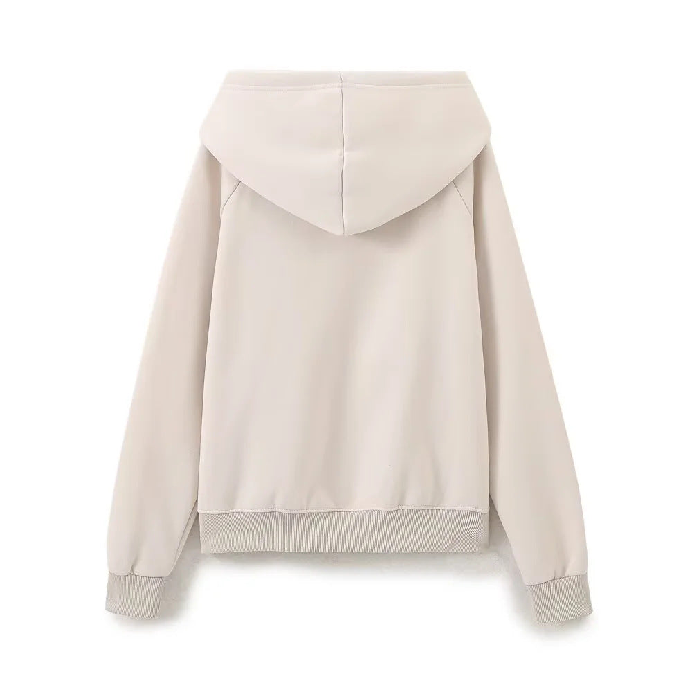 Women's casual hoodie with kangaroo pocket raglan sleeves and brushed interior Mune Fashion