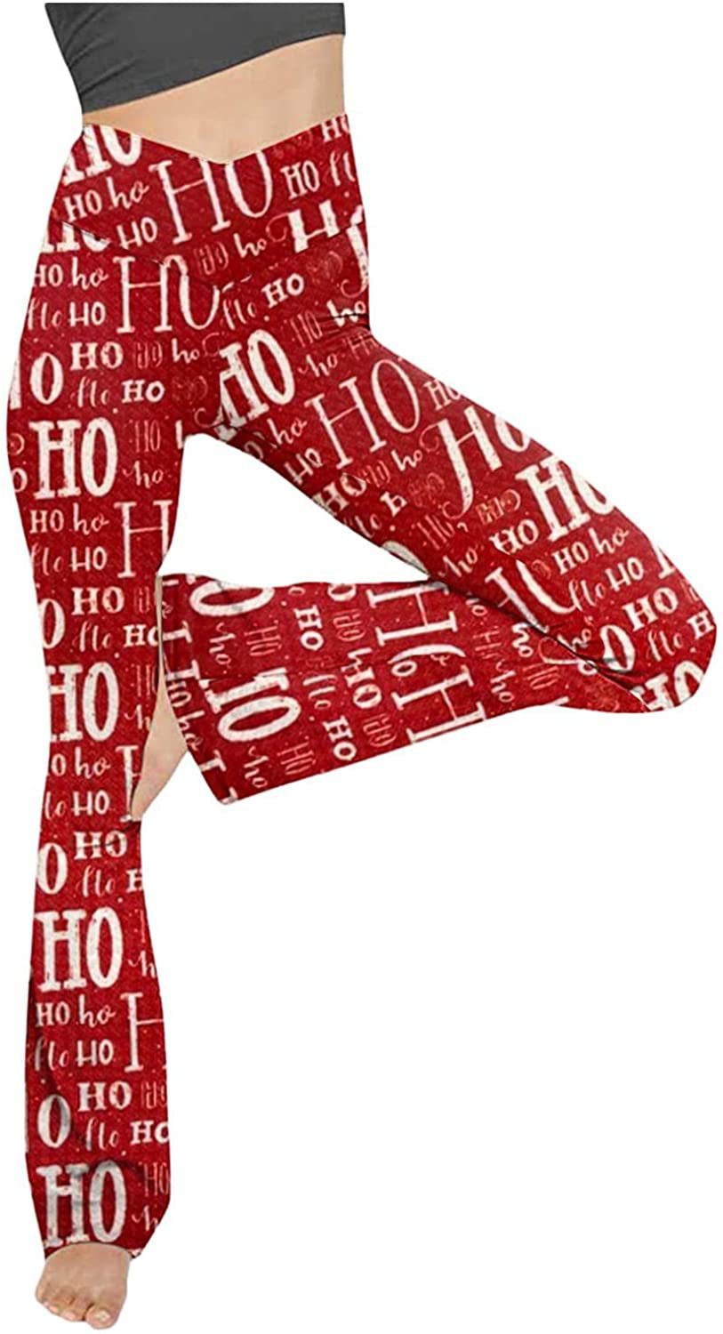 Women's mid-rise yoga pants with crossover waistband and flared hem with slit Mune Fashion