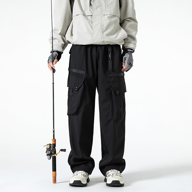 Men's wide technical cargo pants with multiple pockets, water-repellent ripstop and adjustable drawstring waistband Mune Fashion
