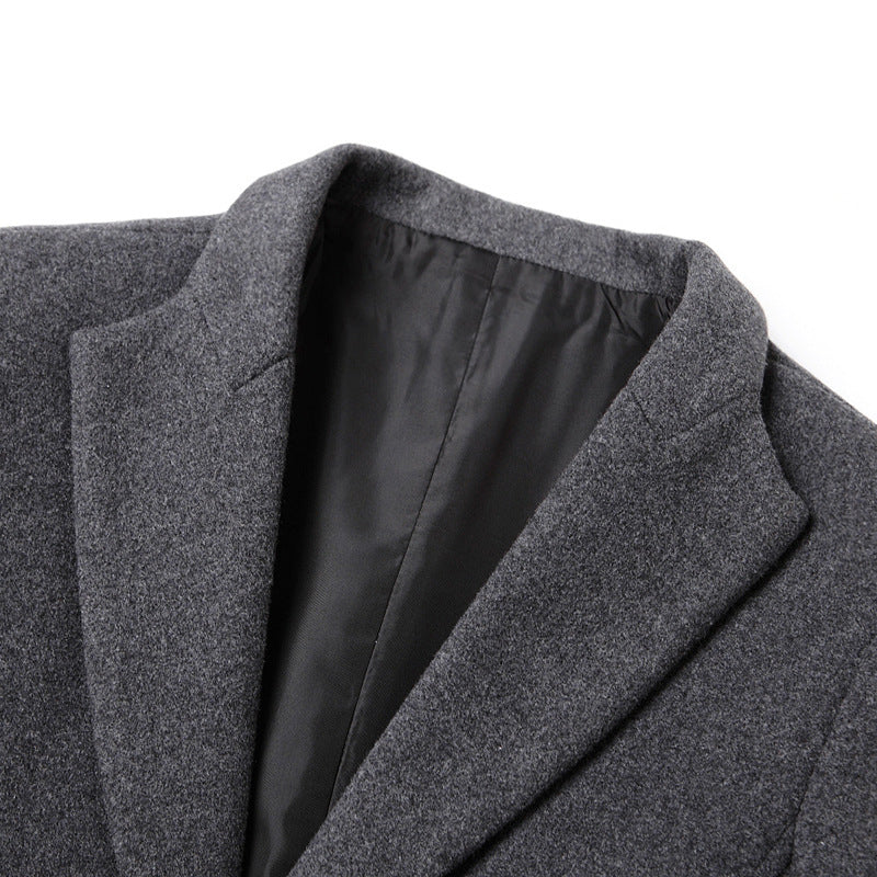 Men Tailored Wool Blend Coat with Notch Lapel and Two-Button Closure Mune Fashion
