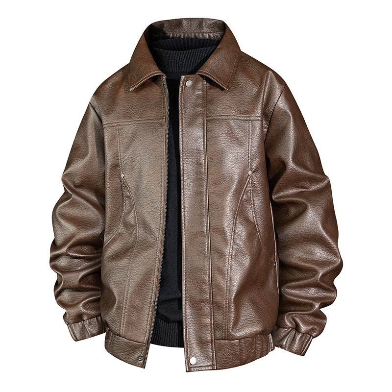 Men's Fashion Faux Leather Bomber Jacket Mune Fashion