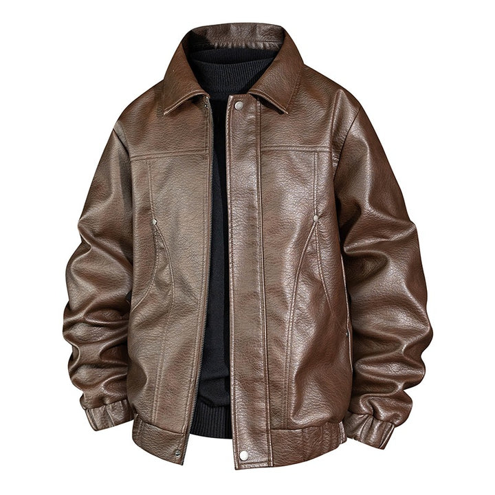 Men's Fashion Faux Leather Bomber Jacket Mune Fashion