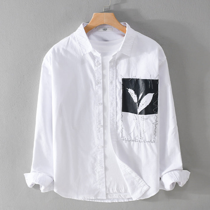 Men's Overshirt-Shirt with Print-Patch and integrated T-Shirt Mune Fashion