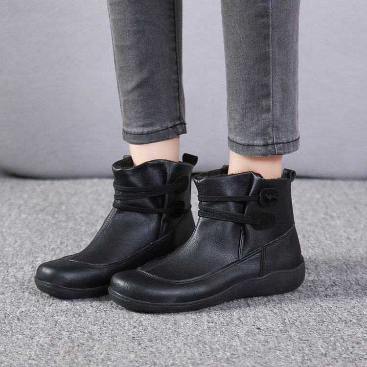 Women elegant ankle-high comfort ankle boots with double strap closure and flexible light sole Mune Fashion