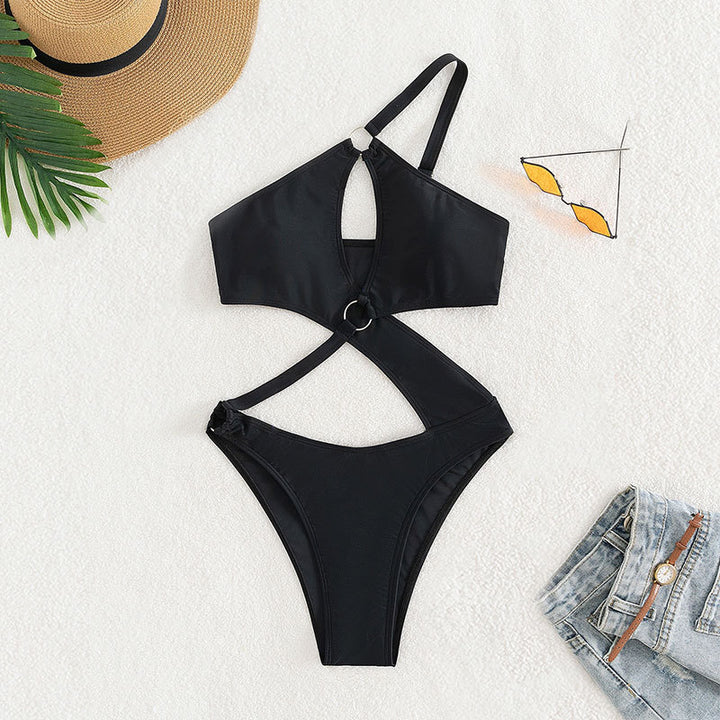 Women's One-Piece Swimsuit with Fashionable Cut-Out Design and Adjustable Straps Mune Fashion