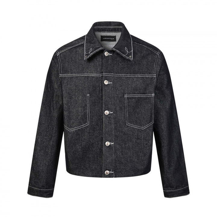 Men's boxy denim jacket with contrasting quilted seams and patch chest pockets Mune Fashion
