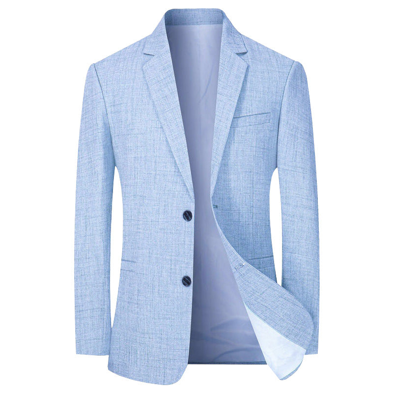 Men's Lightweight Linen Blazer Slim-Fit Two-Button Jacket Breathable Mune Fashion