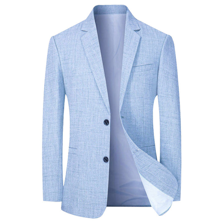 Men's Lightweight Linen Blazer Slim-Fit Two-Button Jacket Breathable Mune Fashion