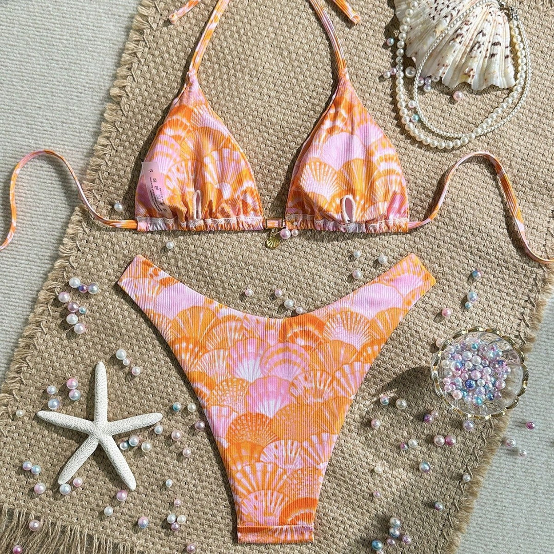 Women's Triangle Bikini with Shell Pattern Mune Fashion
