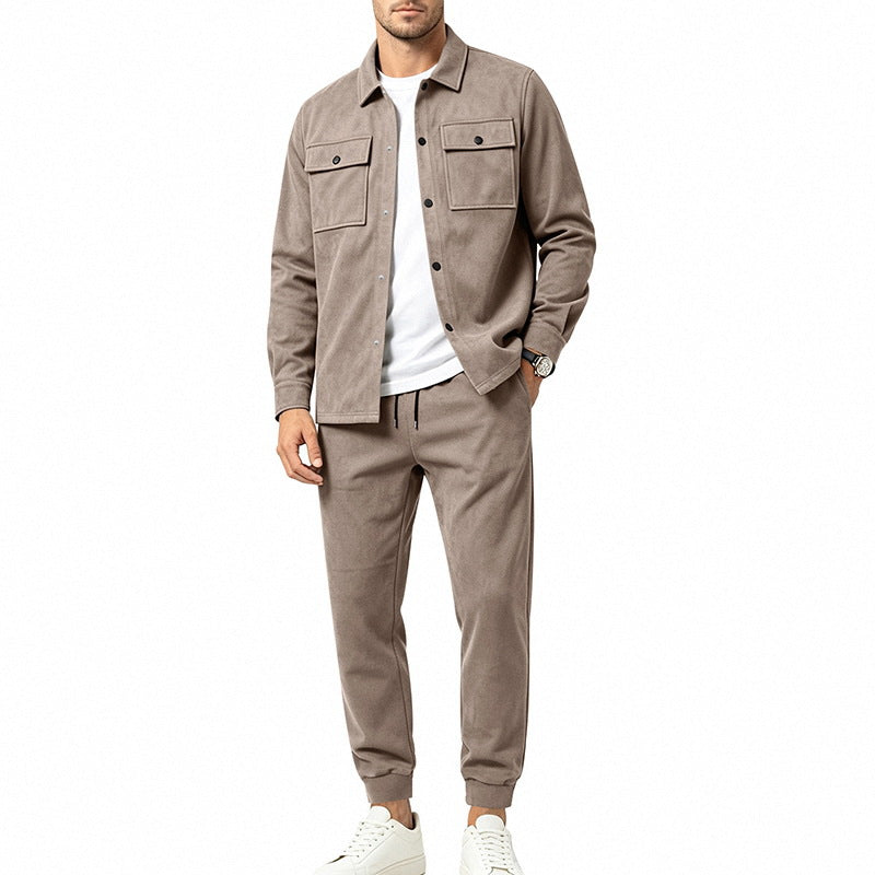 Men's Two-Piece Utility Leisure Set with Overshirt Jacket and Jogging Pants Mune Fashion