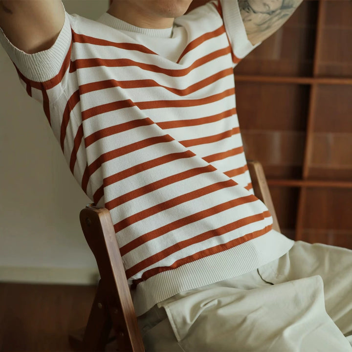 Men's Fashionable Striped Knit Sweater Mune Fashion