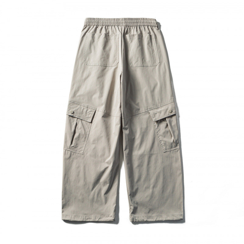 Men's Loose Cargo Pants with Elastic Waistband, Drawstring and Functional Side Pockets Mune Fashion