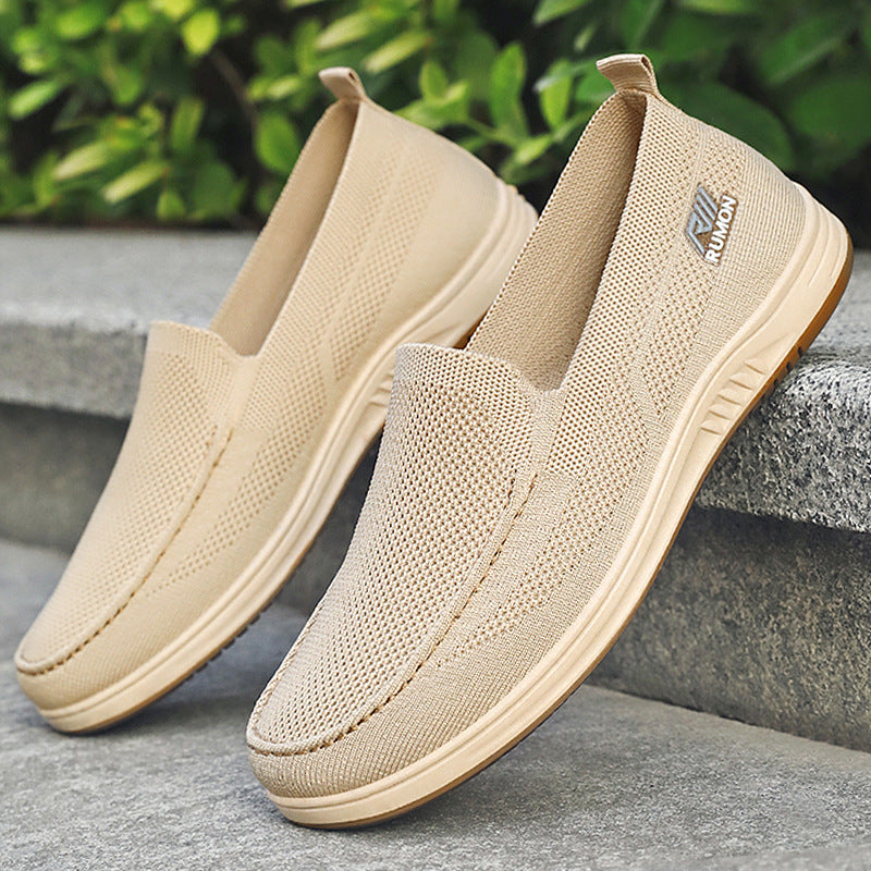 Men's lightweight mesh moccasin slipper with seamless knit upper, memory comfort insole, and slip-resistant flex sole Mune Fashion