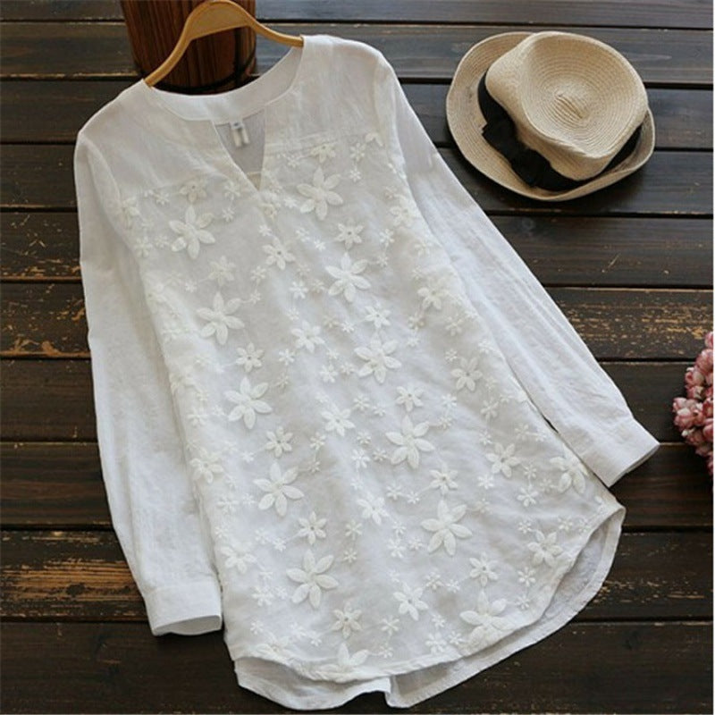 Women's loosely falling cotton tunic with stand-up collar and chest pocket Mune Fashion