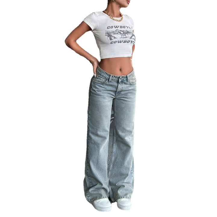 Women low-rise wide flared jeans made of vintage denim Mune Fashion