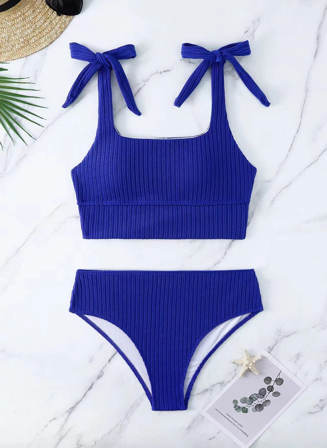 Women's bikini set with trendy ribbed design and adjustable tie straps Mune Fashion