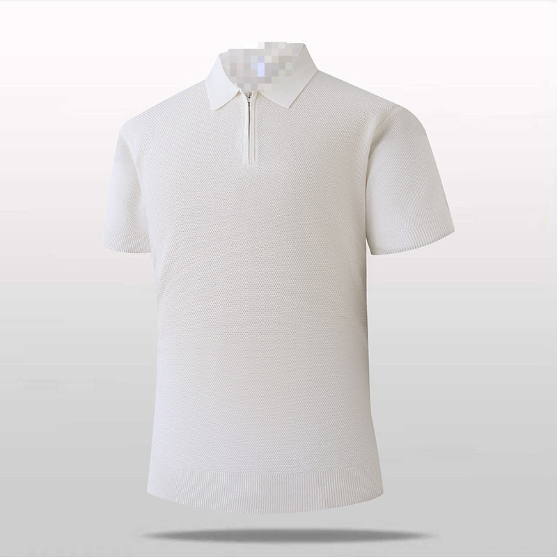 Men's Short Sleeve Polo Shirt with Zipper Mune Fashion
