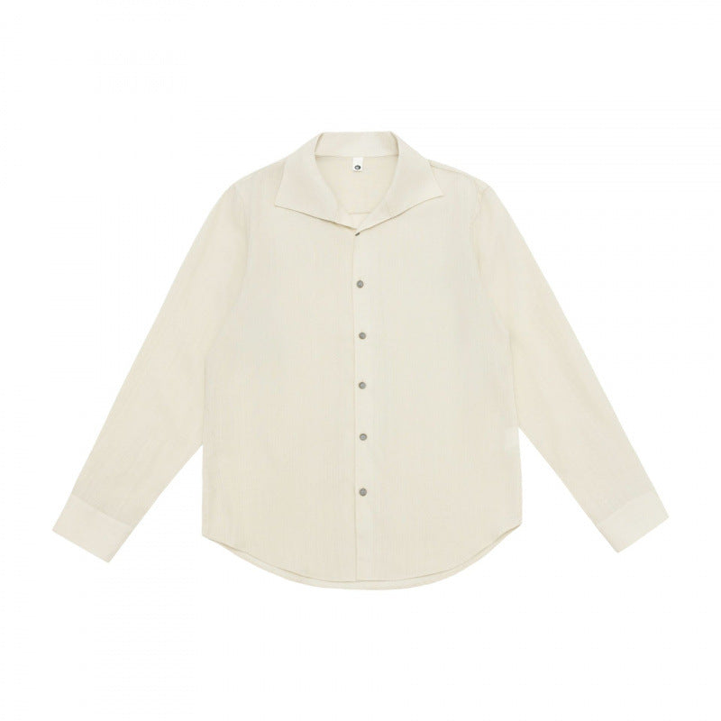 Men's Lightweight Long Sleeve Shirt with Open Lapel Collar and Boxy Cut Mune Fashion