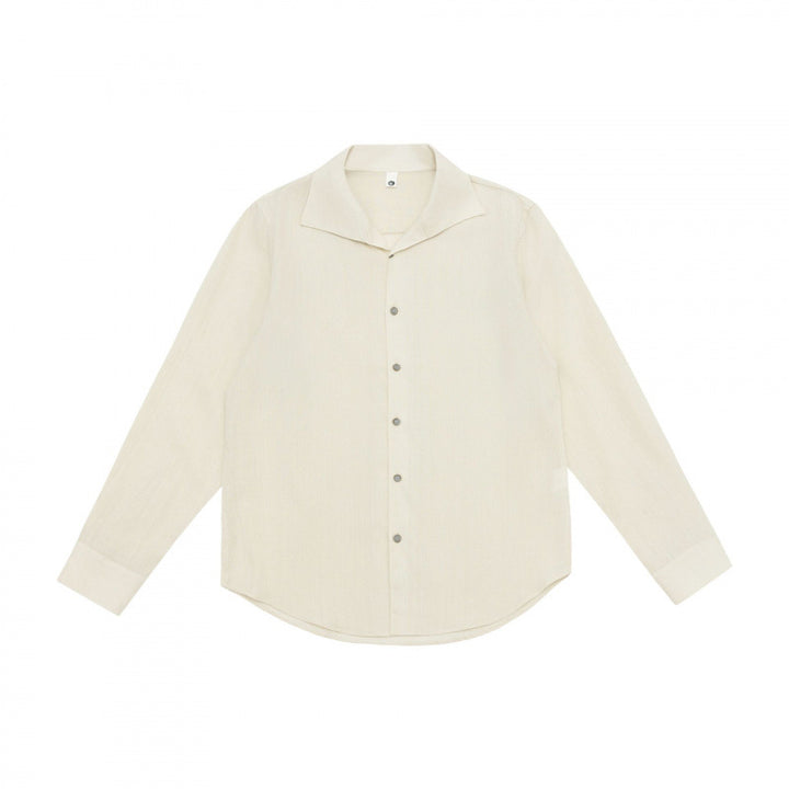 Men's Lightweight Long Sleeve Shirt with Open Lapel Collar and Boxy Cut Mune Fashion