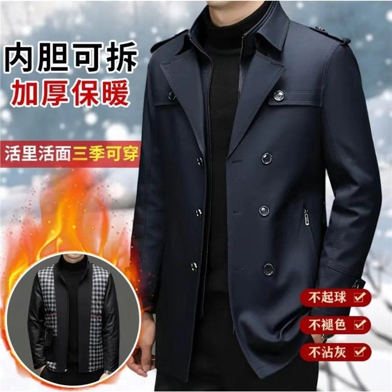 Men's double-breasted fitted trench coat with epaulettes Mune Fashion