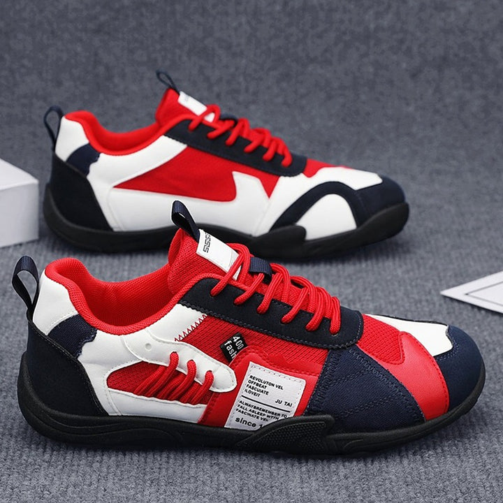 Men's sporty retro mesh leather mix sneakers with reinforced toe cap and grippy trail sole Mune Fashion