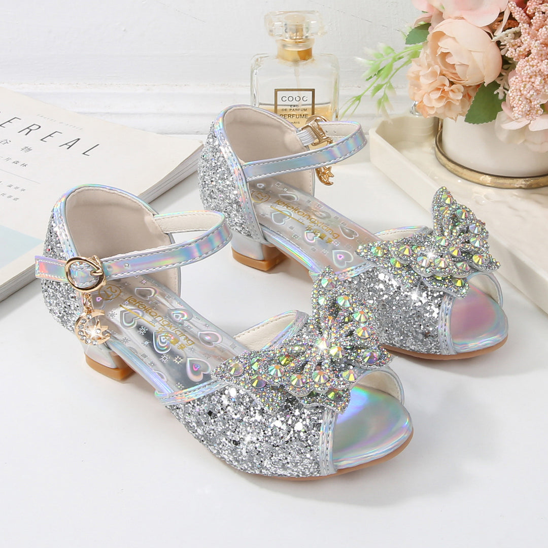 Girl Elegant Ballerina Sandals with Glitter and Rhinestones Mune Fashion
