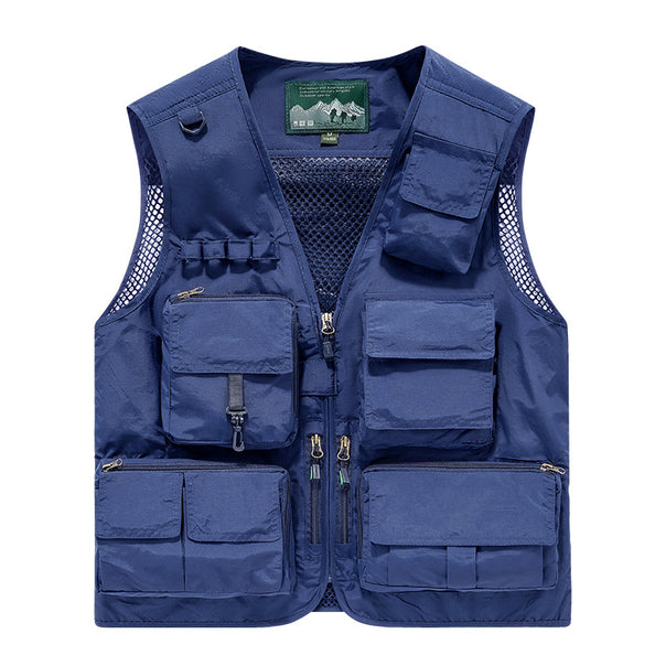 Men's multifunctional angler and utility vest with numerous zip and velcro pockets as well as mesh lining Mune Fashion
