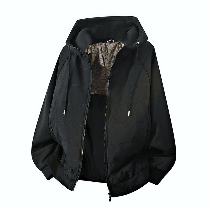 Men's lightweight hooded jacket with quilted lining, drawstring hood, and elastic waistband Mune Fashion