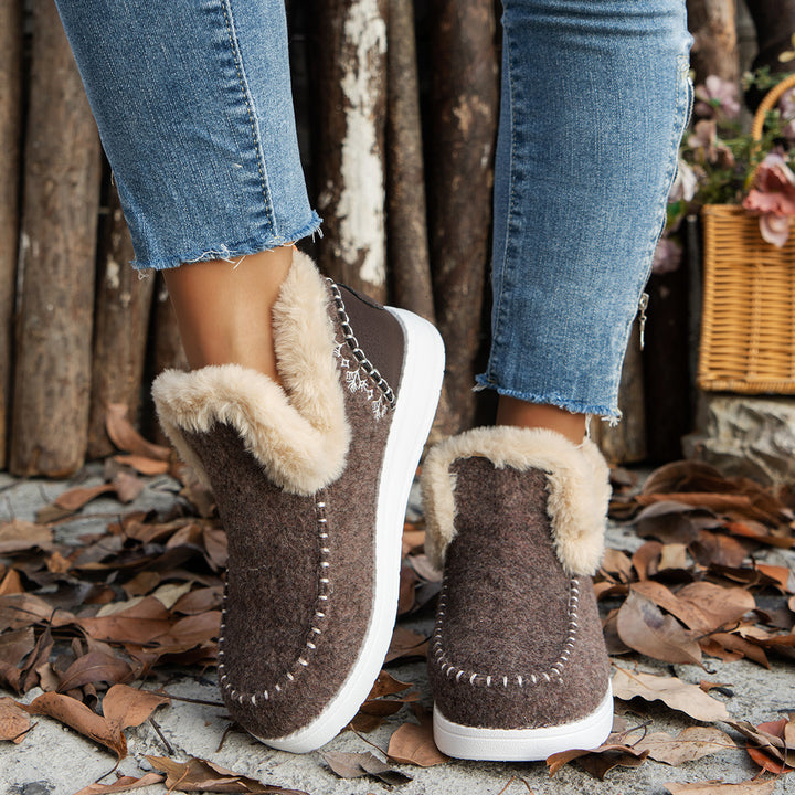 Women's Cozy Felt Slippers with Teddy Lining and Non-Slip Sole Mune Fashion