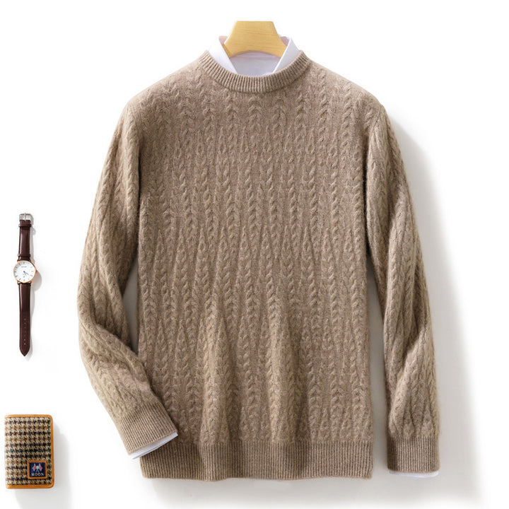 Men's premium cable knit sweater with round neck and merino blend Mune Fashion