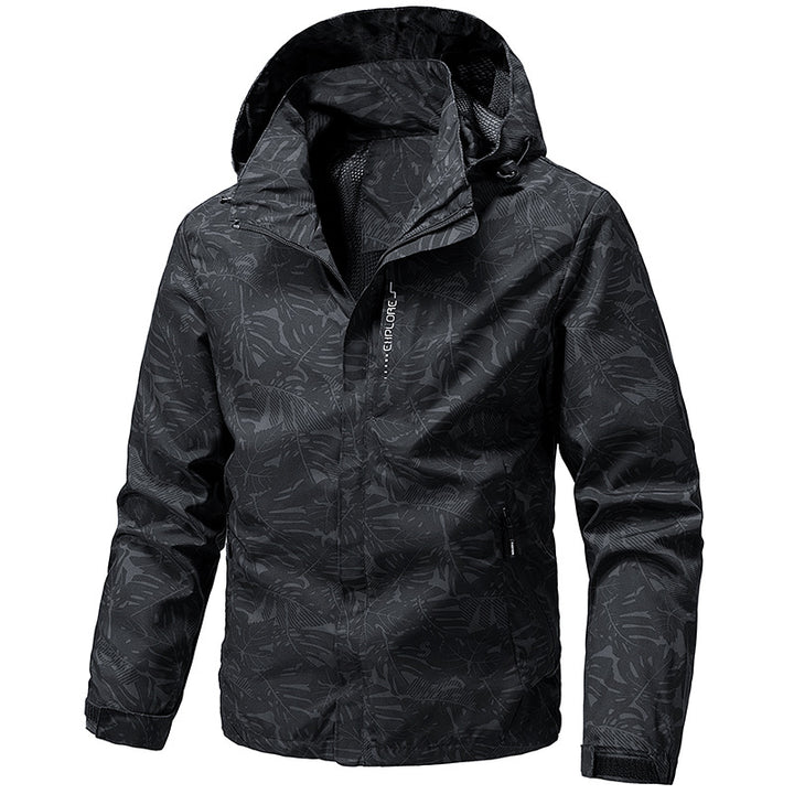 Men's Lightweight Outdoor Jacket with Hood and Print Mune Fashion