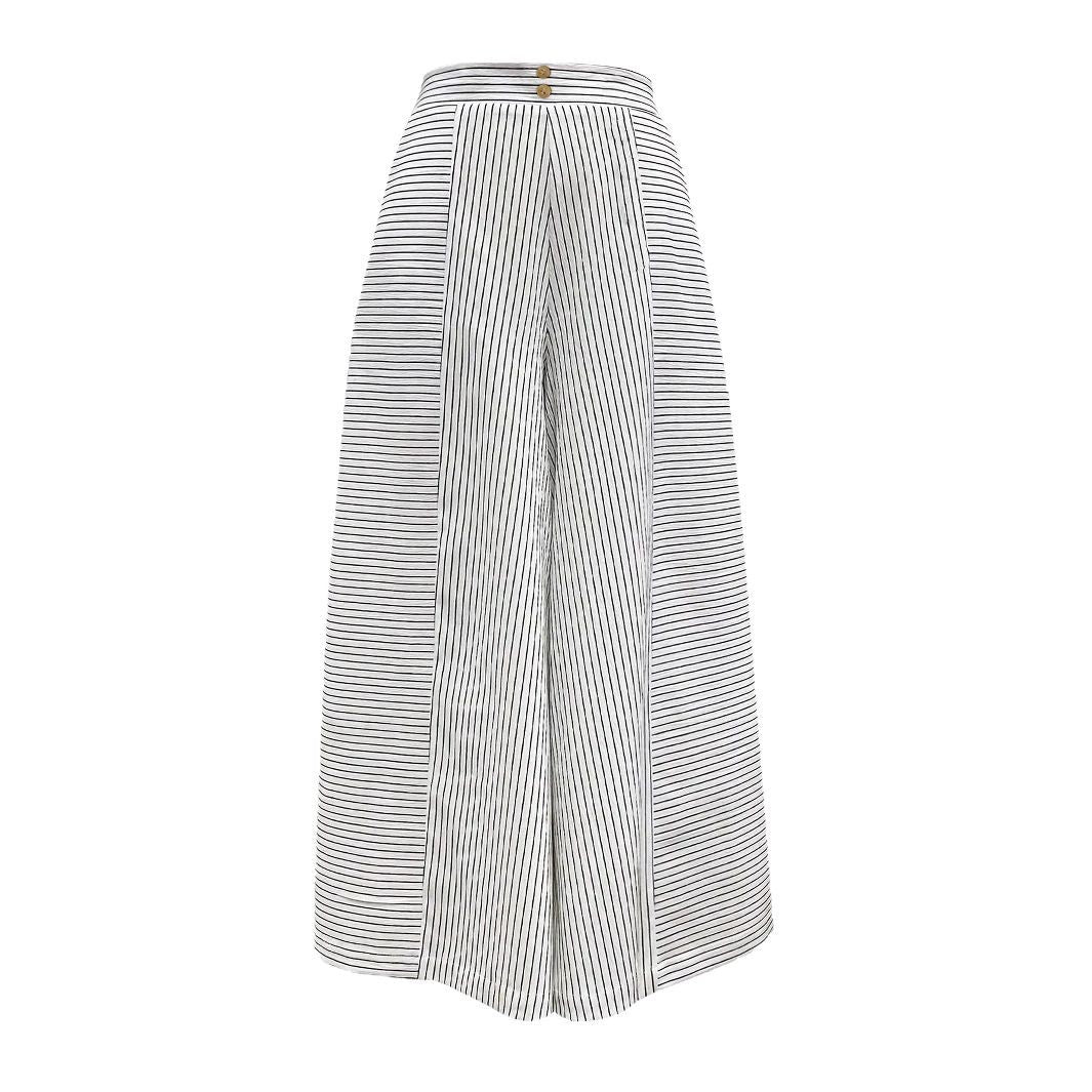 Women High Waist Palazzo Pants with Wide Leg & Stripe Detail Mune Fashion