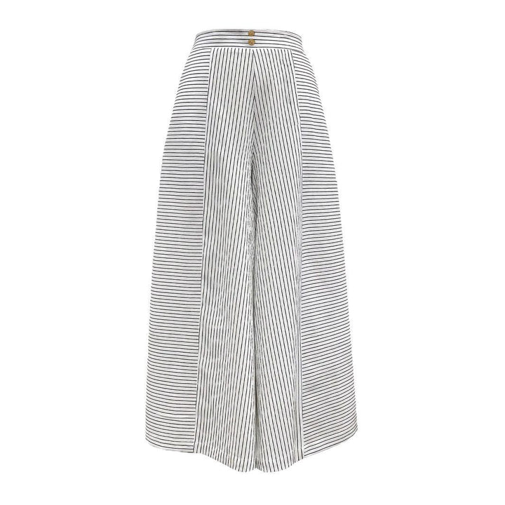 Women High Waist Palazzo Pants with Wide Leg & Stripe Detail Mune Fashion