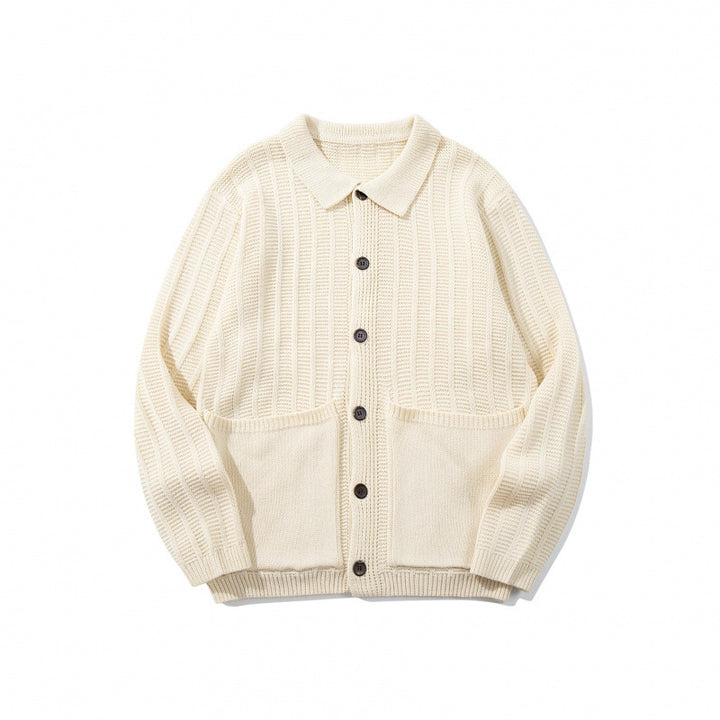 Unisex Chunky Knitted Shirt Jacket with Kent Collar, Button Placket and Patch Pockets Mune Fashion