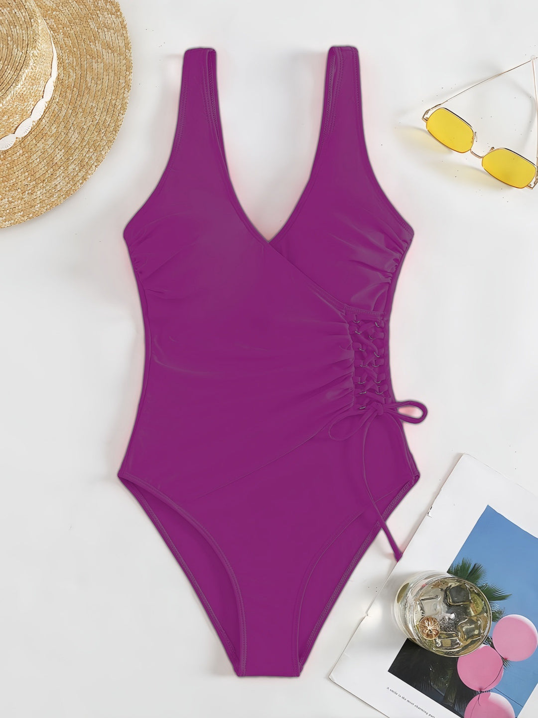 Women's One-Piece Swimsuit with Elegant Wrap Design Mune Fashion