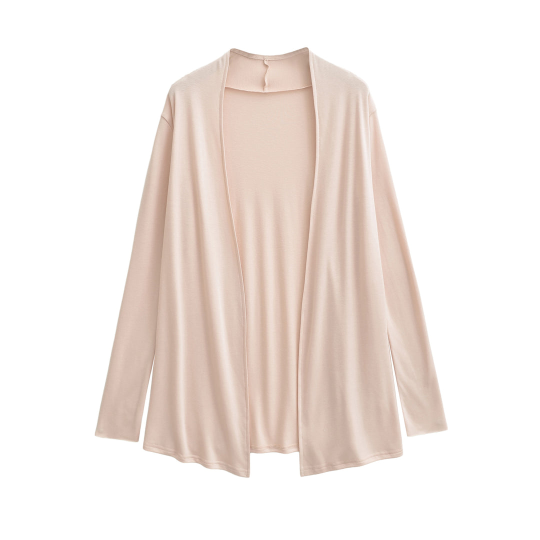 Women Open Flowing Jersey Cardigan with Waterfall Edge Mune Fashion