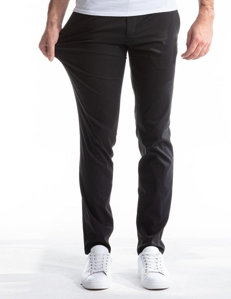 Men's Slim Fit Stretch Chino Pants with Tapered Leg and Elastic Hem Mune Fashion
