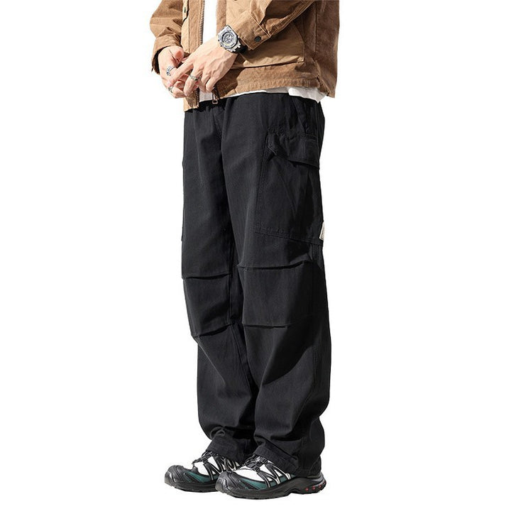 Men's Loose Cargo Pants with Reinforced Knee Panels and Multi-Pockets Drune