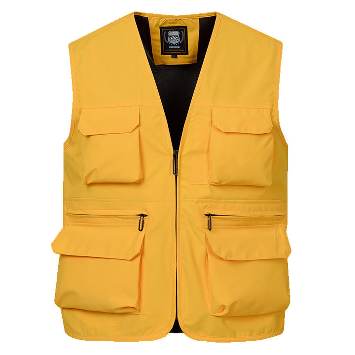 Men's multi-pocket utility vest with full-length zipper, breathable mesh lining, and large capacity flap and zipper pockets Mune Fashion