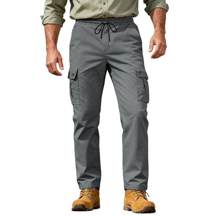 Men's Utility Cargo Pants with Elastic Waistband, Adjustable Drawstring and Multiple Pockets Mune Fashion