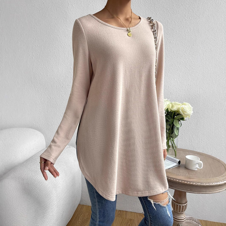 Women's Oversize Longline Fine Knit Tunic with Round Neckline Mune Fashion