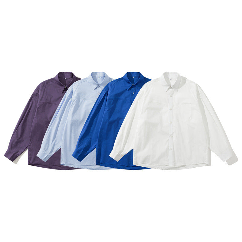 Unisex Lightweight Oversize Shirt in Boxy Cut with Chest Pocket and Rounded Hem Mune Fashion