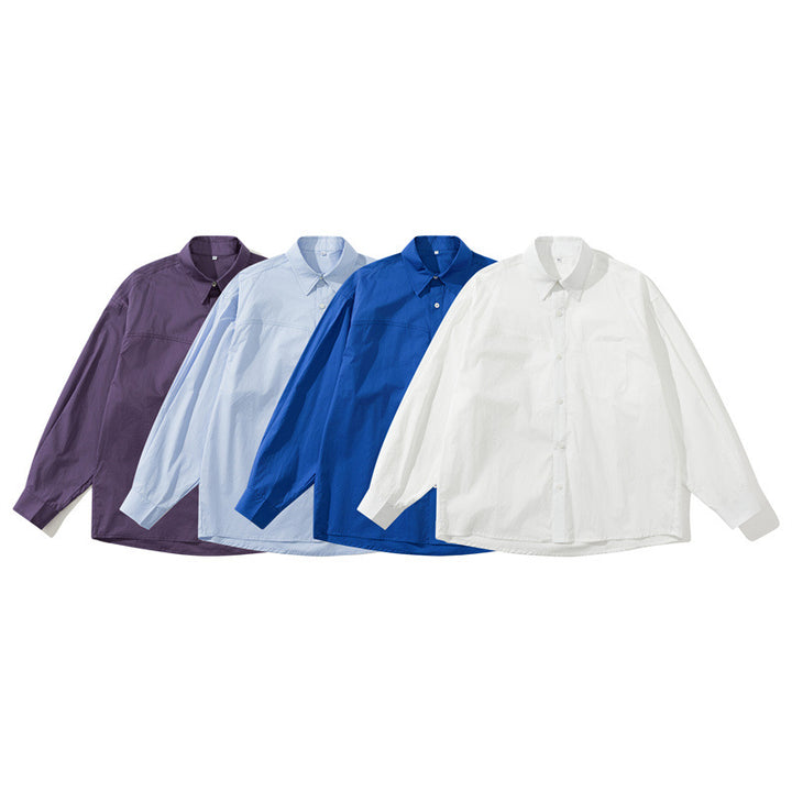 Unisex Lightweight Oversize Shirt in Boxy Cut with Chest Pocket and Rounded Hem Mune Fashion