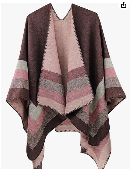 Women's knit poncho in paisley jacquard with open front Mune Fashion