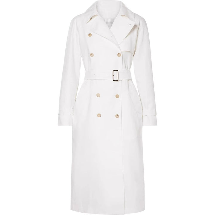 Women's Mid-Length Single-Breasted Trench Coat with Storm Flap and Adjustable Cuffs Mune Fashion
